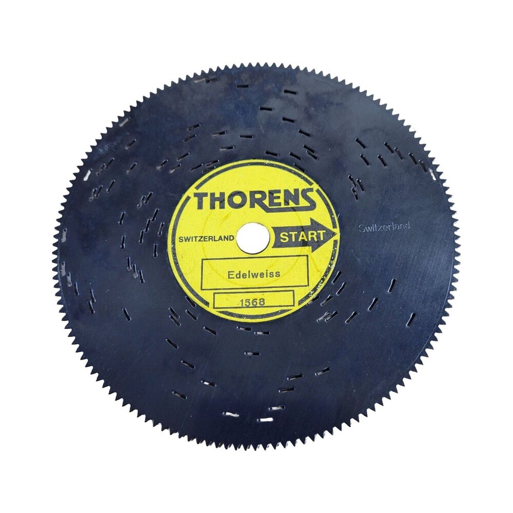 Vtg Thorens Music Box Discs Metal Edelweiss 1568